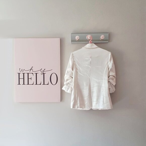 NWT Cinq à Sept ivory shimmery ruched blazer jacket, 0 - Picture 11 of 11